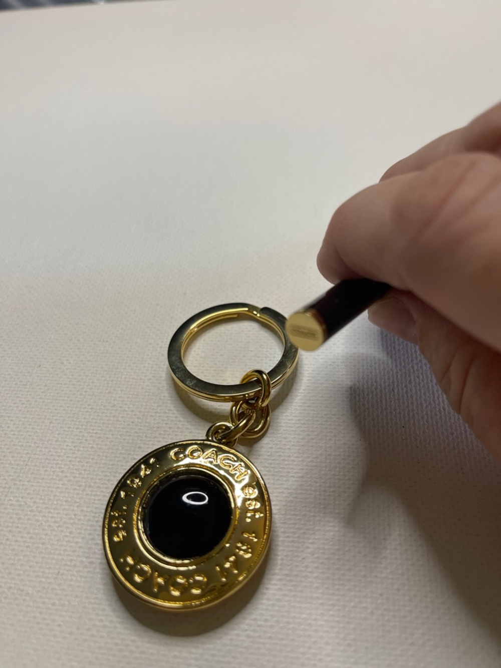 Coach Gold-tone Medallion Keychain with Purple Center and Black Coach Pen - Picture 5 of 7